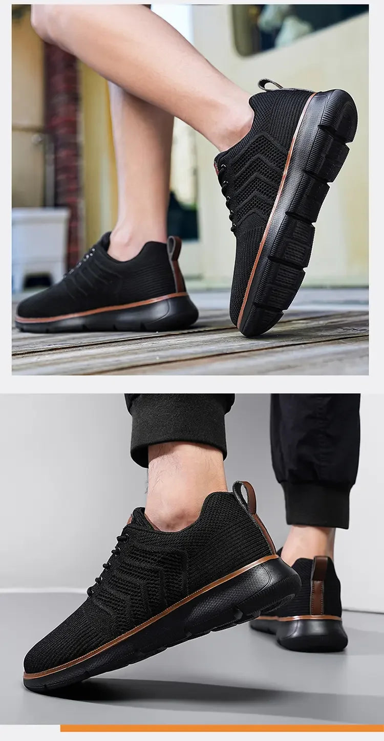 Casual Sneaker Shoes Breathable Men's Walking Mesh Soft Sole Outdoor Anti Slip Travel Comfortable Running Shoes Tenis Masculino