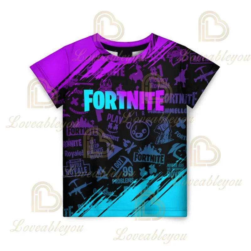 Fortnite 3D Printed Short Sleeve T-Shirt Game Cartoon Print Battle Royale Adult Kid Clothes Kids T-shirt Harajuku T-shirt