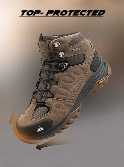 HIKEUP High-Top Men Hiking Boots Winter Outdoor Shoes Lace-Up Non-slip Outdoor Sports Casual Trekking Boots Men Waterproof Suede
