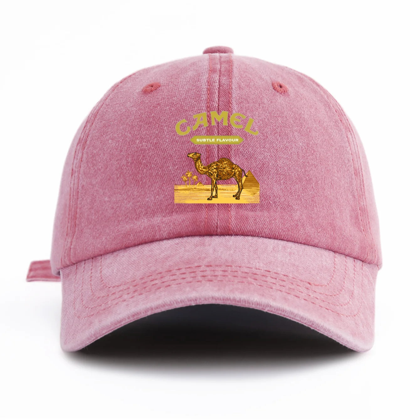 1pc Camel Print Washed Baseball Cap for Adults,  Minimalist Retro Style Casual Soft Adjustable Dad Hat, Perfect As Gift