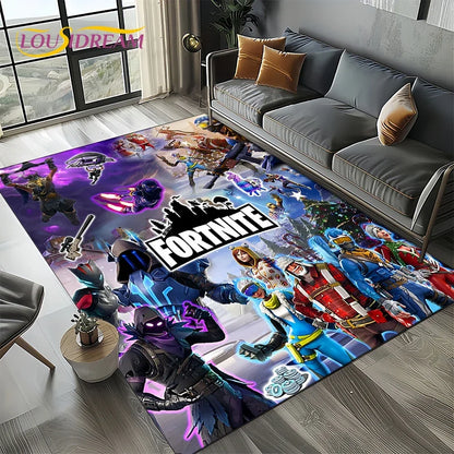2025 Games 3D F-Fortnite Cartoon Carpet Rug for Living Room Bedroom Home Sofa Decoration, Kids Play Area Rug Non-slip Floor Mat