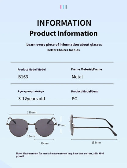 2025 New Straight Metal Sunglasses Boys And Girls, Small Oval Children's Glasses For Babies