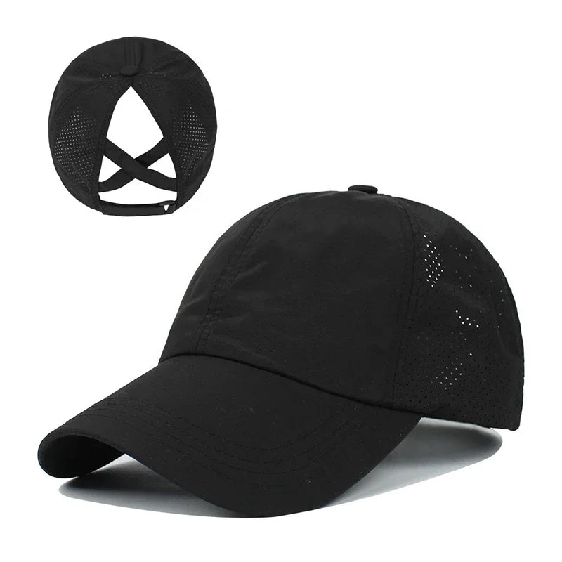 Summer Baseball Cap, Golf Suit, Sports and Leisure Cross Ponytail Cap, Mesh Quick Drying Duckbill Cap