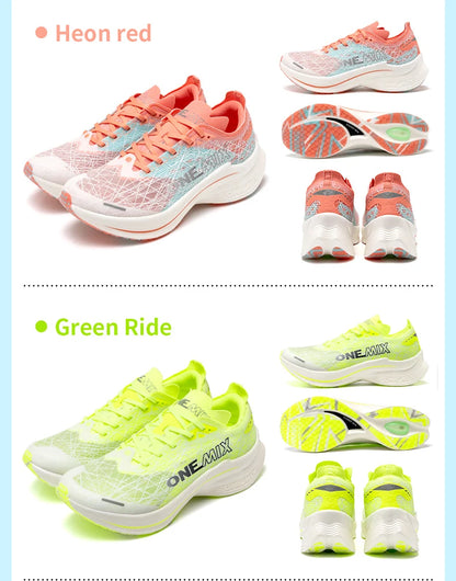 ONEMIX Carbon Plate Running Shoes for Men, Shock Absorption, Ultra-Light Sports Shoes, Rebound Outdoor Women Marathon Sneakers