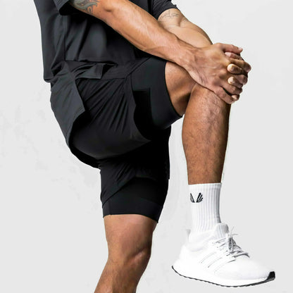 Pantaloncini da palestra da uomo Anime Demon Slayer ad asciugatura rapida, pantaloncini doppio strato 2 in 1, sportswear Y2K estate 2026, streetwear traspirante