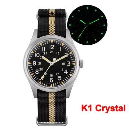 Militado ML07 Military Watch VH31 Quartz Movement Sapphire Crystal Luminous AR Coating Vintage Watches 100m Waterproof