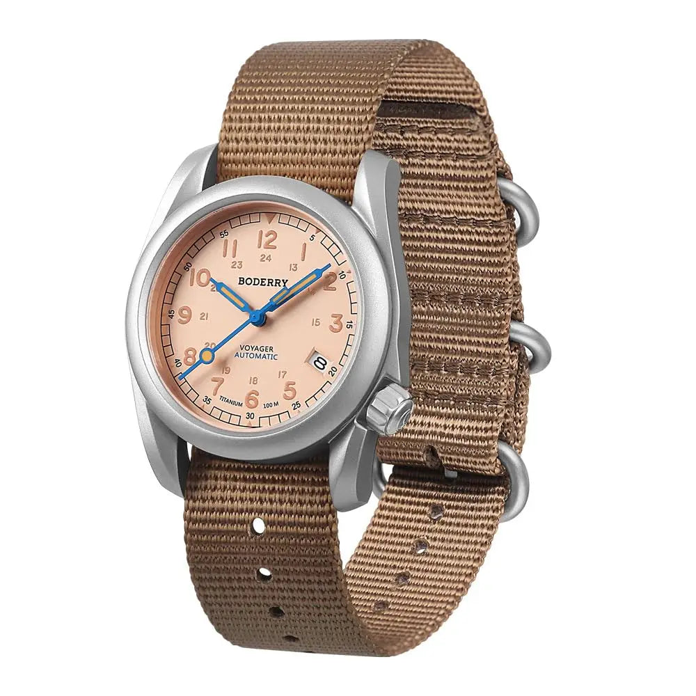 BODERRY Men's Automatic Watch 40MM Titanium Pilot Sport Mechanical Wristwatch 100m Waterproof Sapphire C3 Luminous NH35