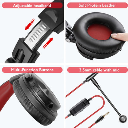 OneOdio Pro-M kabellose Gaming-Kopfhörer Bluetooth 5.2 HiFi-Stereo-Headset 110H Akkulaufzeit mit Mikrofon, tiefer Bass, faltbare Over-Ear-Kopfhörer