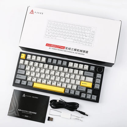 Ajazz AK820 Pro 75% mechanische Tastatur mit Gasket-Mount, Bluetooth 5.1/2.4G, kabellos/kabelgebunden, mit TFT-Bildschirm für Mac/Win