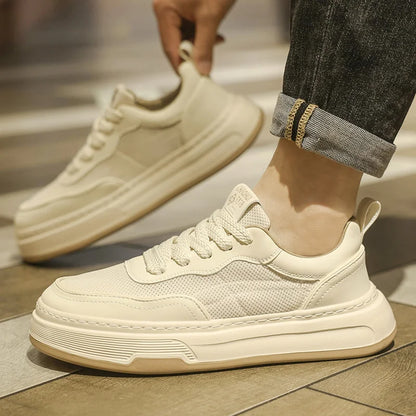 Ultraleichte atmungsaktive Mesh-Sneaker für Herren 2025 – modische Freizeitschuhe mit dicker Sohle, komfortable Schnür-Trainer für tägliche Spaziergänge