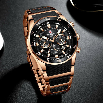 REWARD Relogios Masculino 81011M Sports Silicone Quartz Men's Watch Waterproof Calendar Chronograph Luminous Watches Men Часы