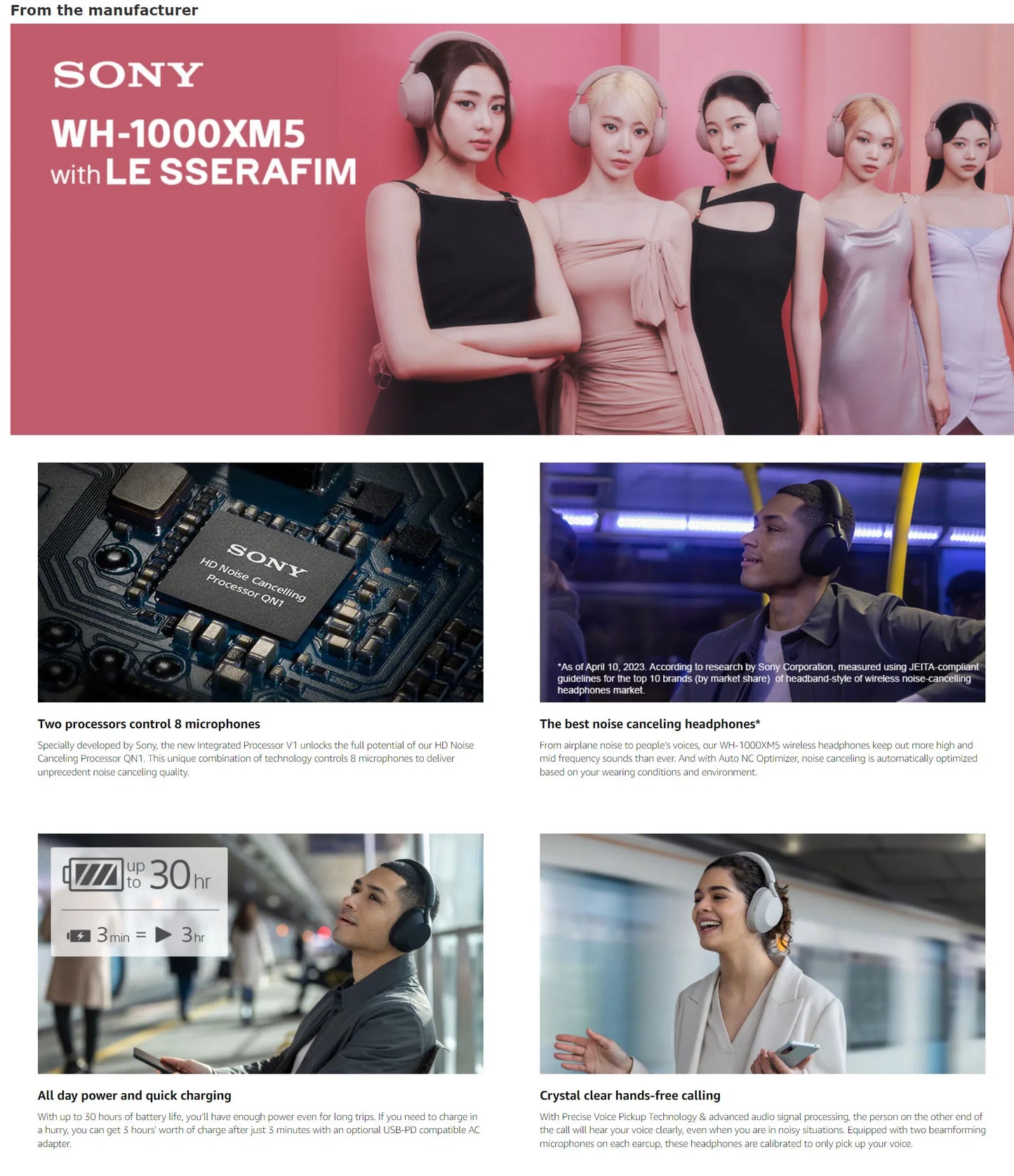 Original Sony WH-1000XM5 Wireless Active Noise Cancelling Headphone 30mm Specially Designed Driver Unit