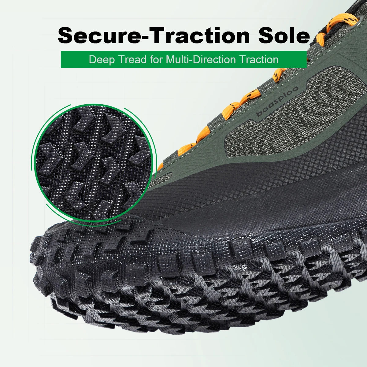 Baasploa Hiking Shoes Men Outdoor Waterproof Camping Resistant Non-Slip Sneakers Casual Lightweight Lace-Up Walking Shoes for Men