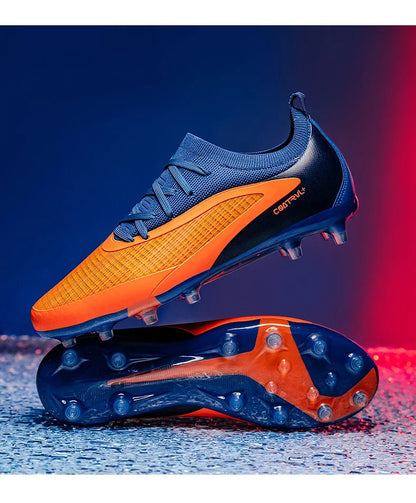 Nuove scarpe da calcio da uomo per esterno, traspiranti, antiscivolo, con tacchetti lunghi, per allenamento e partita, comode anche per ragazzi