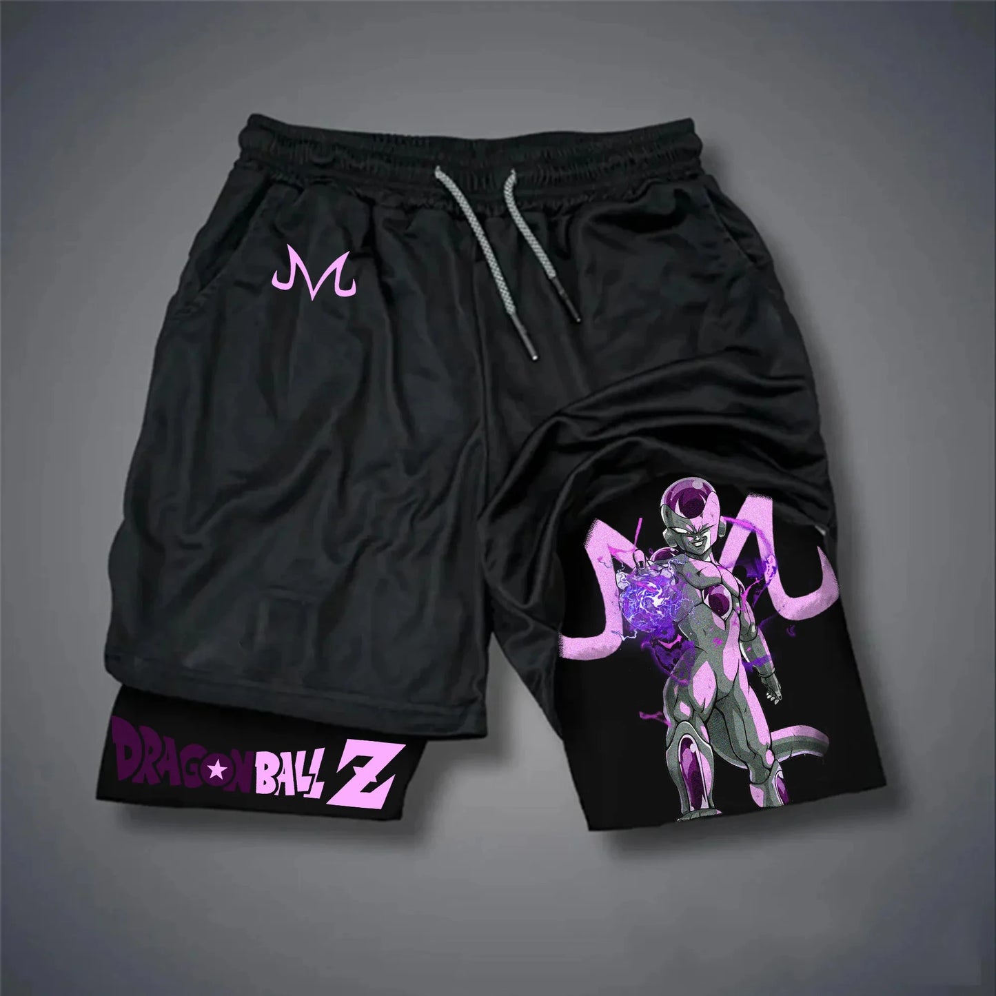 Shorts doppi con stampa Dragon Ball, Majin Buu e GOKU, stile sportivo americano, pantaloni estivi da uomo comodi, larghi e traspiranti