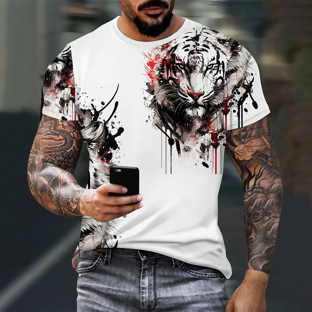 Herren-Sommermode-T-Shirt mit 3D-Adlerprint, kurzärmeliges T-Shirt für Outdoor-Freizeit im Sommer, schnelltrocknend und atmungsaktiv