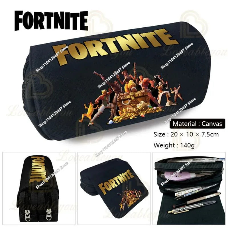 Детски несесер Fortnite, многофункционална кутия за ученически пособия, детски несесер с голям капацитет и двоен слой