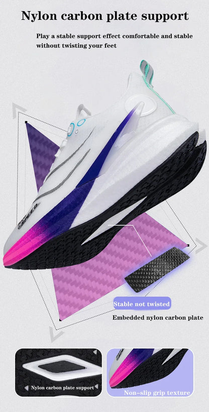 Men's Carbon Board Running Shoes Marathon Long-Distance Running Sports Shoes Support Stable Casual Women's Breathable Running Shoes