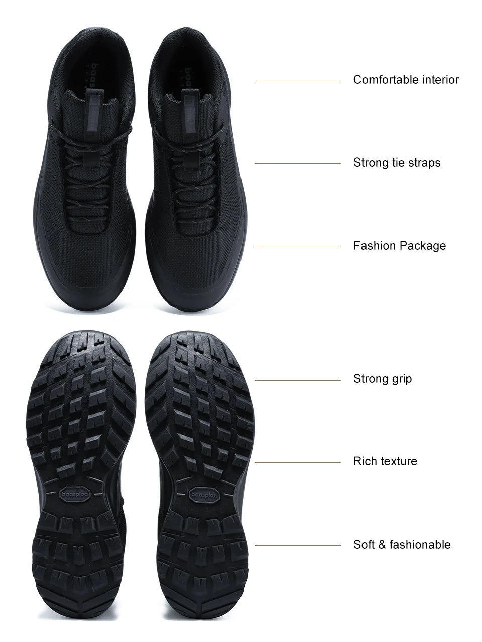 Baasploa Hiking Shoes Men Outdoor Waterproof Camping Resistant Non-Slip Sneakers Casual Lightweight Lace-Up Walking Shoes for Men