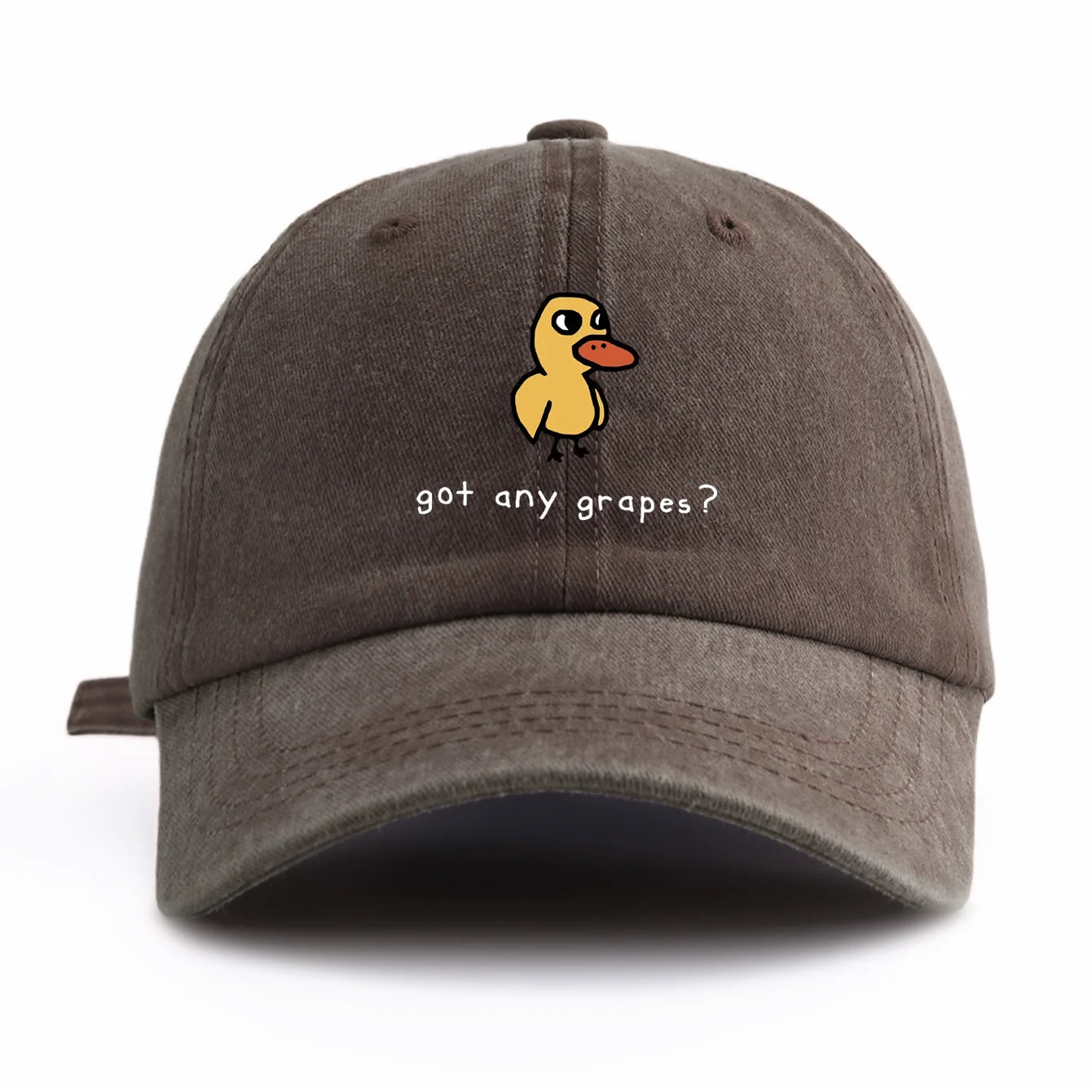 1pc GOT ANY GRAPES Print Washed Baseball Cap for Adults,Minimalist Retro Style Casual Soft Adjustable Dad Hat,Perfect As Gift