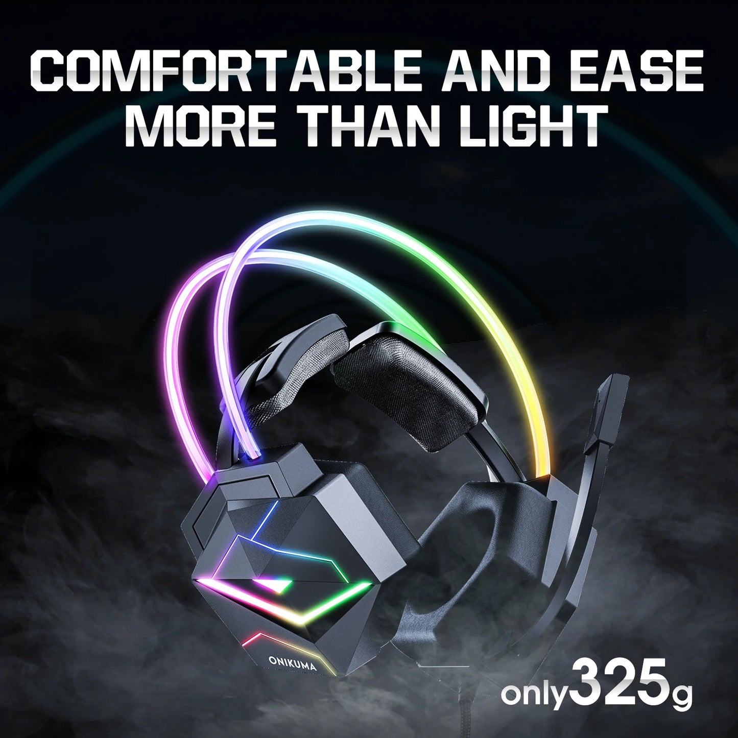 ONIKUMA X20 Gaming Headset with RGB Light Wired Headphones With Mic Bass Surround Over Ear Full Light Earphone for PS5 PC