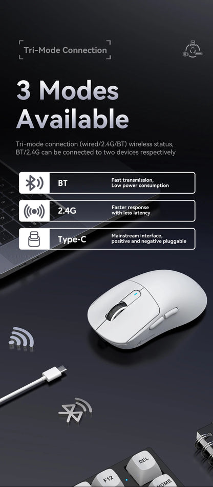 Mouse ATTACK SHARK X3 trimodo 1K Hz, mouse inalámbrico Bluetooth X3Pro 4K Hz ligero, PAW3395, velocidad móvil 650IPS