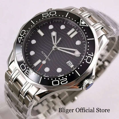 BLIGER Luxury 41mm Mechanical Men's Watch Sapphire Glass NH35AMIYOTA PT5000 Movement Steel Bracelet Ceramic Bezel Date Function