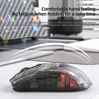 Attack Shark X2PRO Bluetooth Mouse, Tri-Mode , RGB Lights, Magnetic Charging ,Transparent, Battery Indicator, Computer Phone