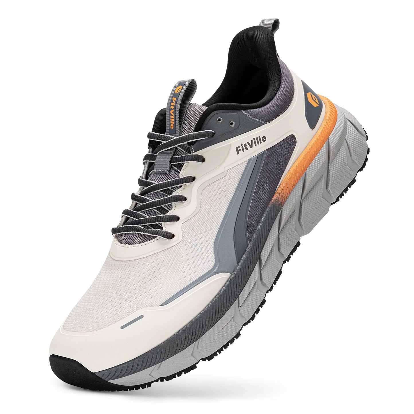 FitVille Men's Wide Toe Box Shoes, Cushioned Sneakers, Non-Slip, Lightweight, Breathable Running Shoes for Swollen Feet