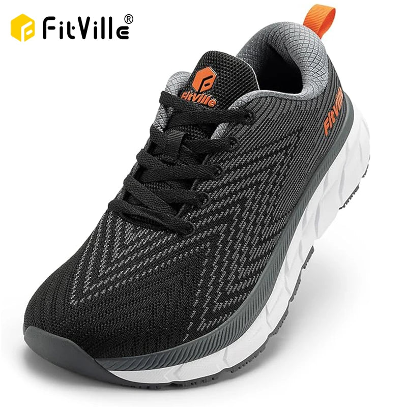 FitVille Men's Shoes Wide Toe Box Cushioned Extra Wide Width Non-Slip Running Shoe Comfortable Lightweight Sneakers For Wide Feet