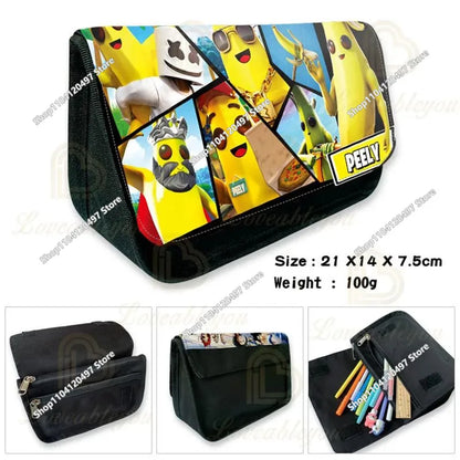 Victory Royale Student Boys Girls Fortnited Capacity Stationery PencilCase Peely Llama Hero Children's Pen Box Kids Teen Bags