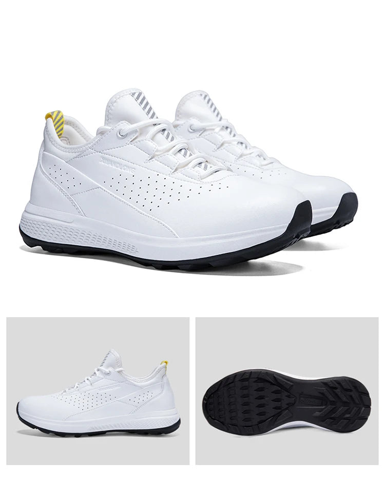 Golf Sports Shoes for Men, Waterproof High-Quality Leather Golf Competition Sports Shoes, Formal Golf Course Training Shoes for Men