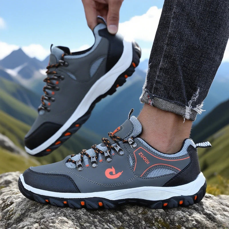 Men’s Outdoor Hiking Shoes, Lightweight, Comfortable, Breathable, Waterproof Camping Running Shoes, Male Tennis Walking Sneakers