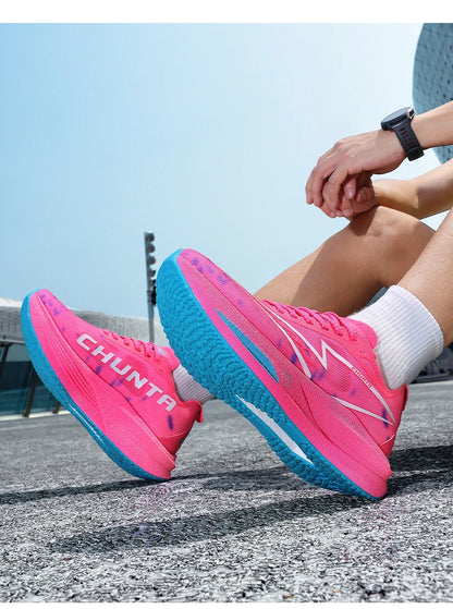 Zapatillas de running con placa de carbono para maratón, para hombre y mujer, deportivas especializadas, transpirables, ligeras y cómodas Chunta