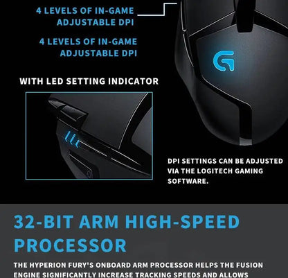 Logitech G402 kabelgebundene Gaming-Maus, 32-Bit-ARM-Prozessor, 8 Tasten, 500 IPS, rutschfest, für ganztägige Gaming- und Arbeitssessions