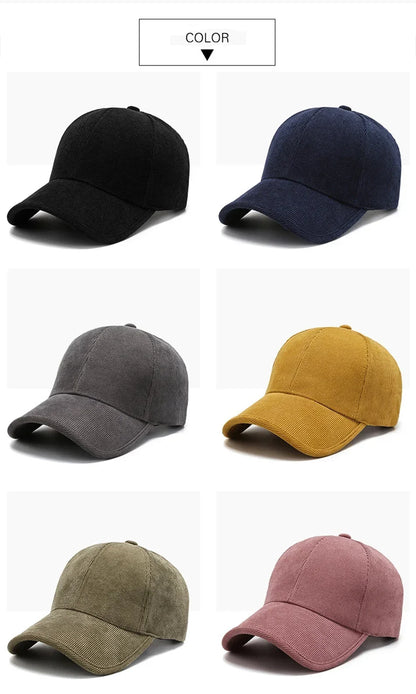 Trendy ArmyGreen Winter Baseball Caps For Men Luxury Women Corduroy Cap Snapback Hip Hop Trucker Hats Casquette Homme