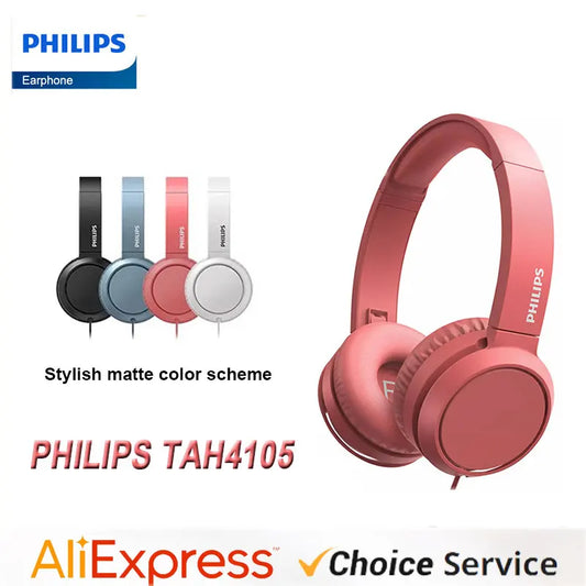Philips TAH4105 Wired Headphones – HiFi Stereo Deep Bass HD Call Headset with Microphone for Online Learning, Office, Gaming & Sports
