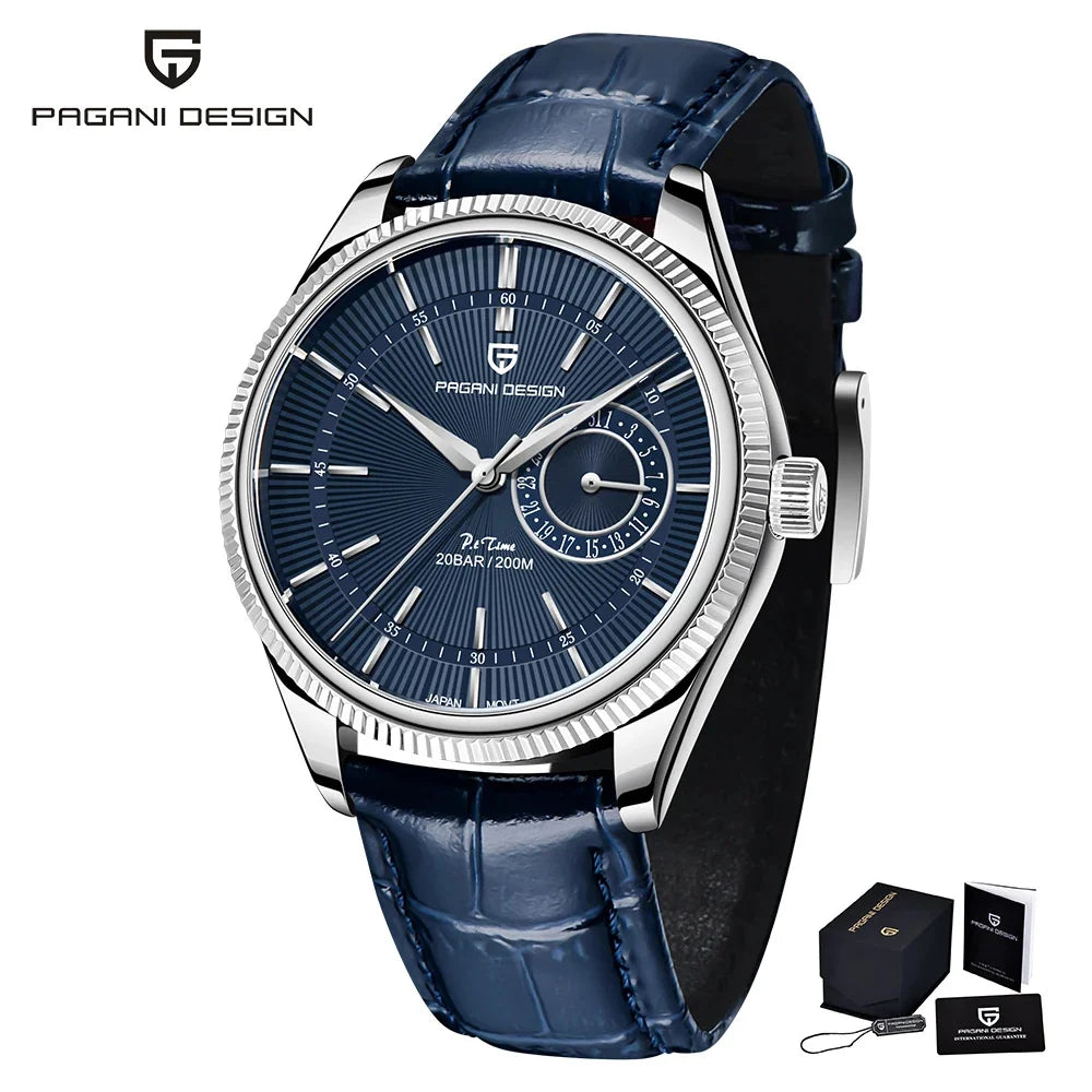 PAGANI Design PD1689 Men's Quartz Watch Japan VH65 Movement Sapphire Glass Leather Strap 20Bar Waterproof Men's Wristwatch