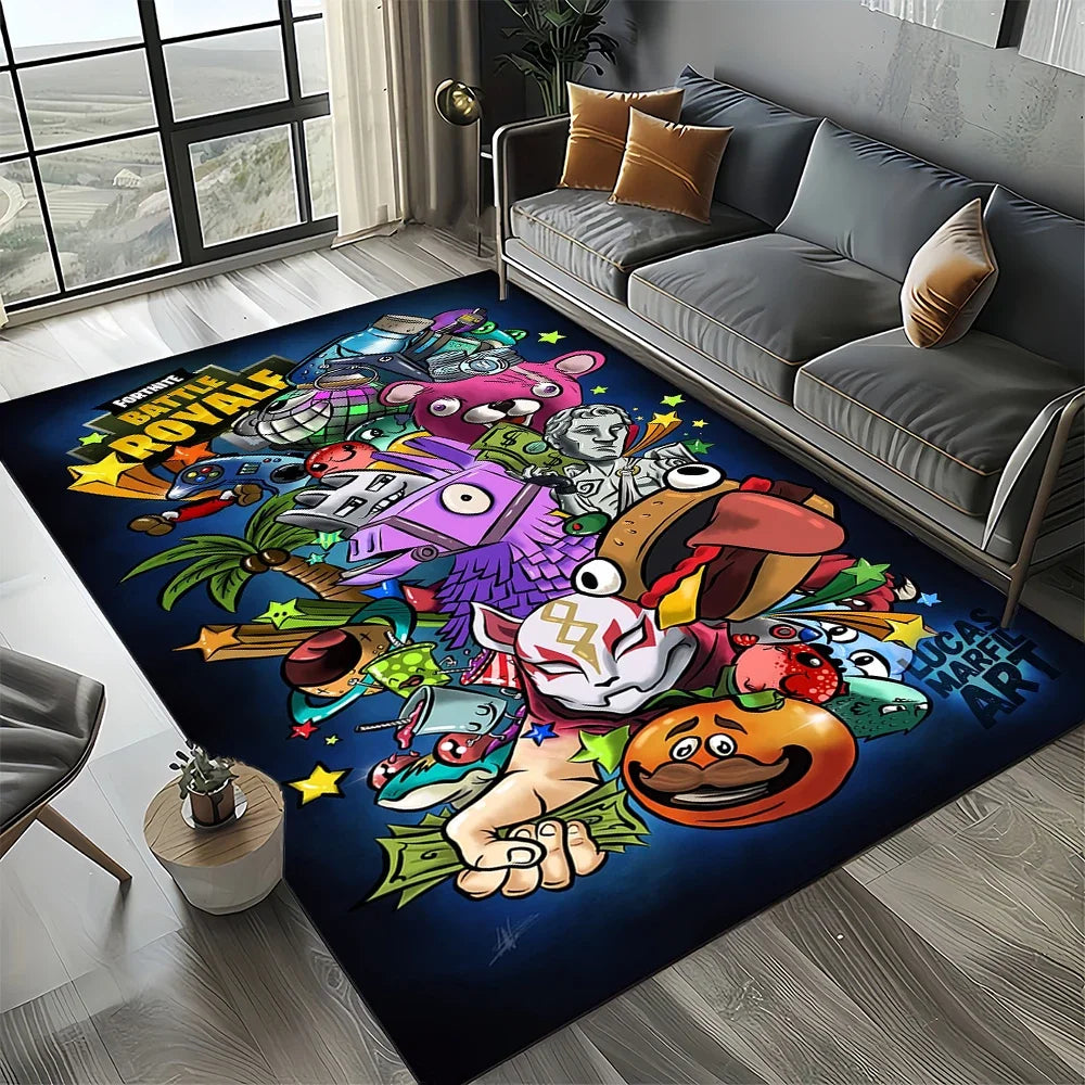 2025 Games 3D F-Fortnite Cartoon Carpet Rug for Living Room Bedroom Home Sofa Decoration, Kids Play Area Rug Non-slip Floor Mat