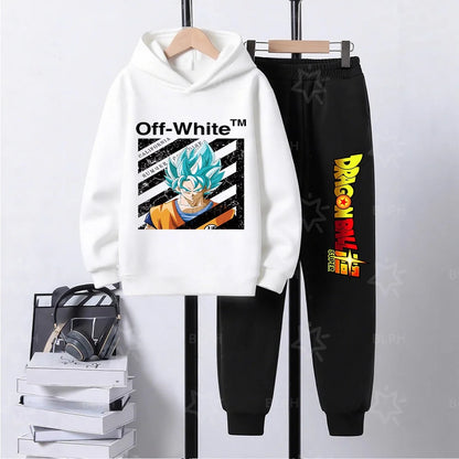 Kids Dragon Ball Camo Goku Printed Hoodie Set Casual Loose Comfortable Long Sleeve Sweatshirt Pants 2 Piece Outfits for Boys