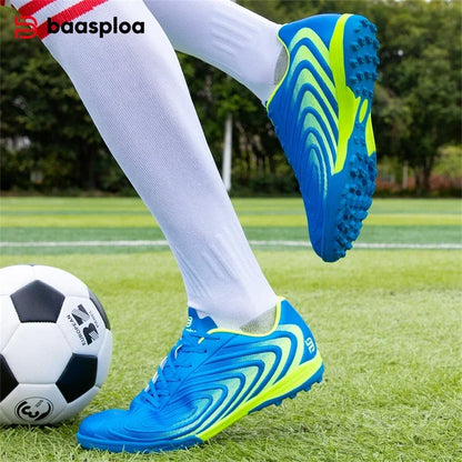 Baasploa Herren Profi-Fußballschuhe Outdoor rutschfeste Trainings-Sportschuhe für Männer leichte Leder-Fußballschuhe Chuteira Campo