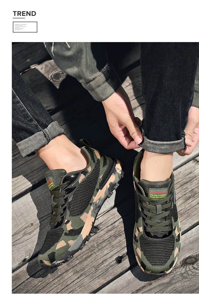 Men’s Camouflage Breathable Sports Shoes Comfortable Non-Slip Soft-Soled Shoes Suitable for Outdoor Activities