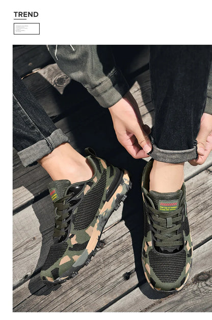 Men’s Camouflage Breathable Sports Shoes Comfortable Non-Slip Soft-Soled Shoes Suitable for Outdoor Activities