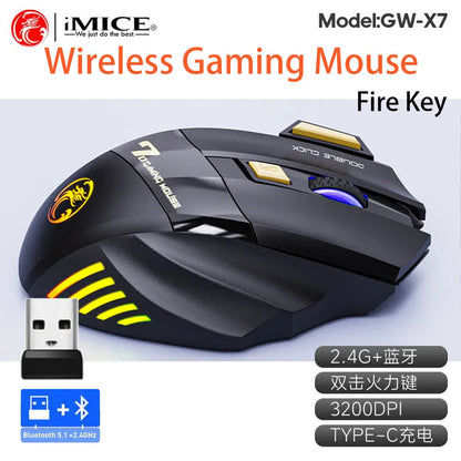 Wireless Mouse Bluetooth Wireless Mouse Rechargeable Computer Mouse Gamer Ergonomic Gaming Mause RGB Backlit Silent Mice For PC