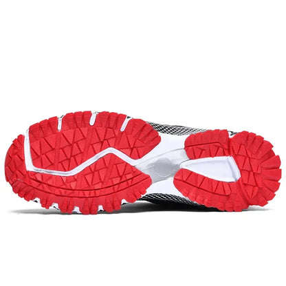 2025 Thick-Soled Sports Shoes Youth Mesh Breathable Running Shoes Trendy Spring Summer Korean Large Black and White Shoes Walk
