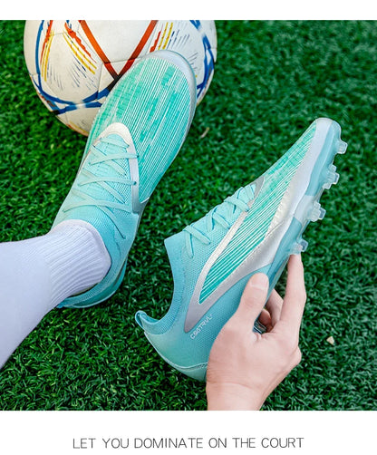 Nuove scarpe da calcio da uomo per esterno, traspiranti, antiscivolo, con tacchetti lunghi, per allenamento e partita, comode anche per ragazzi