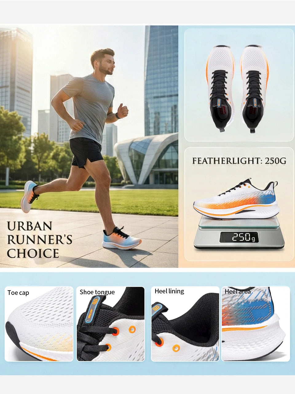 Baasploa Men Jogging Sports Shoes Carbon Plate Professional Cushioning Sneakers Male Outdoor Breathable Non-Slip Running Shoes