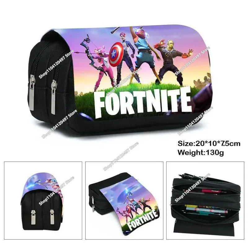 Детски несесер Fortnite, многофункционална кутия за ученически пособия, детски несесер с голям капацитет и двоен слой