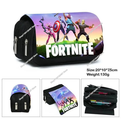 Детски несесер Fortnite, многофункционална кутия за ученически пособия, детски несесер с голям капацитет и двоен слой