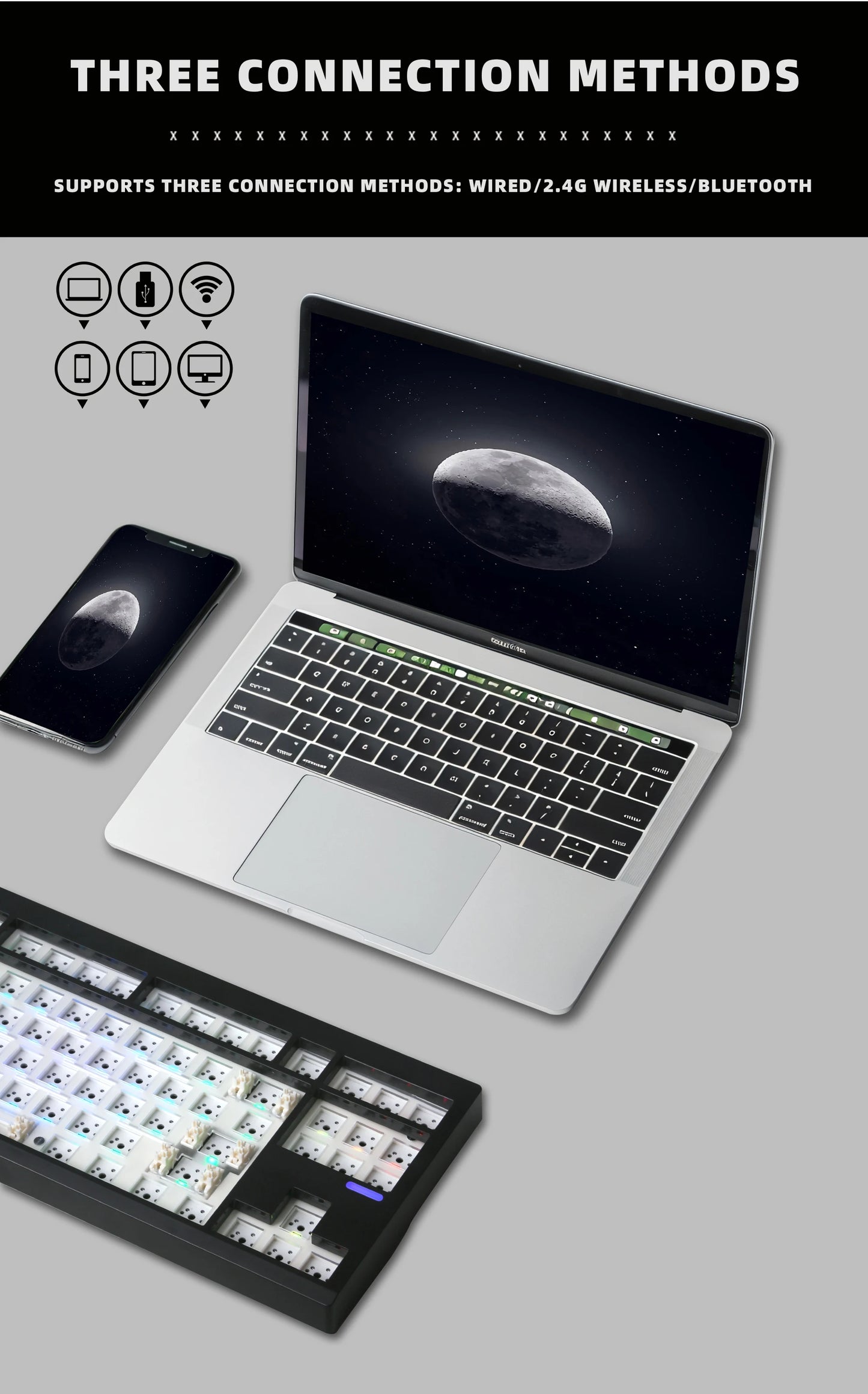 ZUOYA GMK87-L Mechanical Keyboard KIT 3-Mode Wireless Bluetooth Hot Swappable Gasket Customization Keyboard Gaming Keyboard KIT